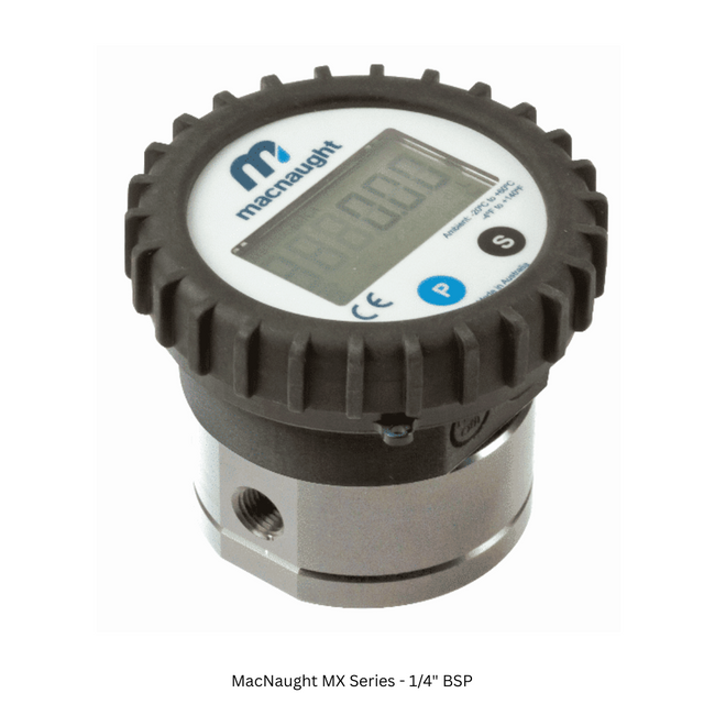MacNaught MX Series Oval Gear Flowmeter – Stainless Steel Body – with Battery Powered Digital Indicator