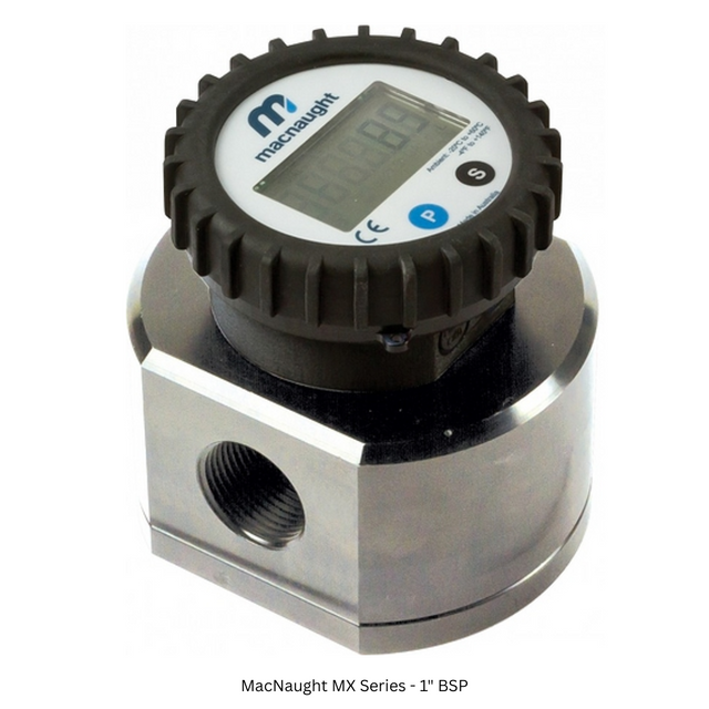 MacNaught MX Series Oval Gear Flowmeter – Stainless Steel Body – with Battery Powered Digital Indicator