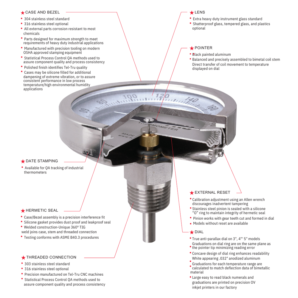Tel-Tru Bimetal Thermometer TG53