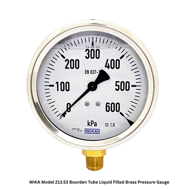 WIKA Model 213.53 Bourden Tube Brass Liquid Filled Pressure Gauge 100mm