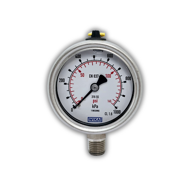 WIKA Bourden Tube Pressure Gauge - Stainless Steel - 63mm Dial - Bottom Entry