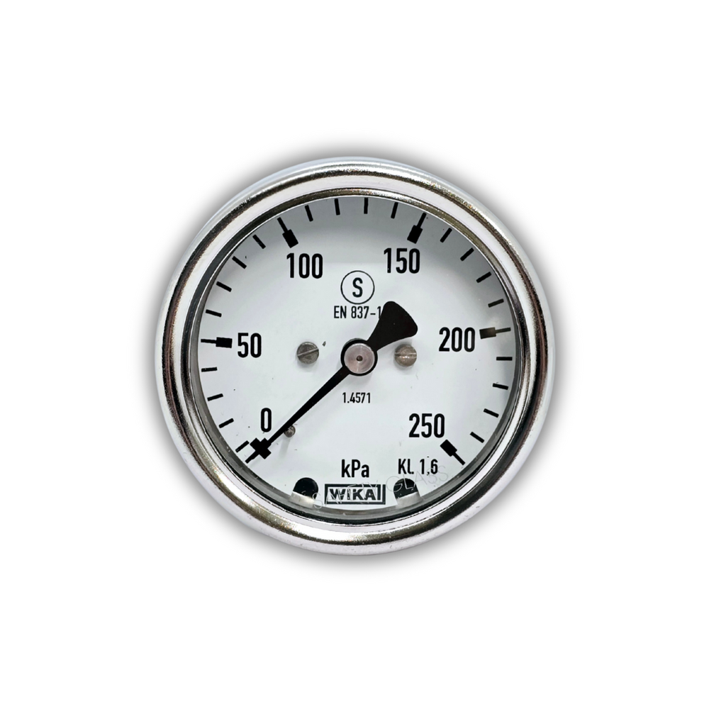 WIKA Bourden Tube Pressure Gauge - Stainless Steel - 63mm Dial  -  Rear Entry
