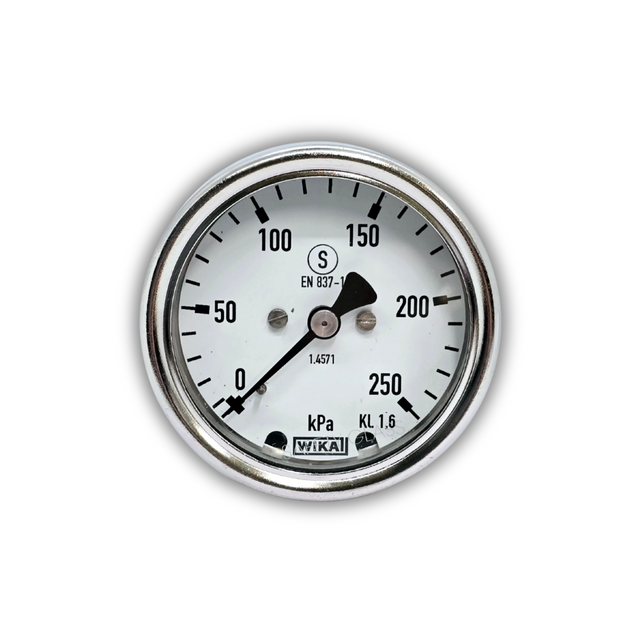 WIKA Bourden Tube Pressure Gauge - Stainless Steel - 63mm Dial  -  Rear Entry