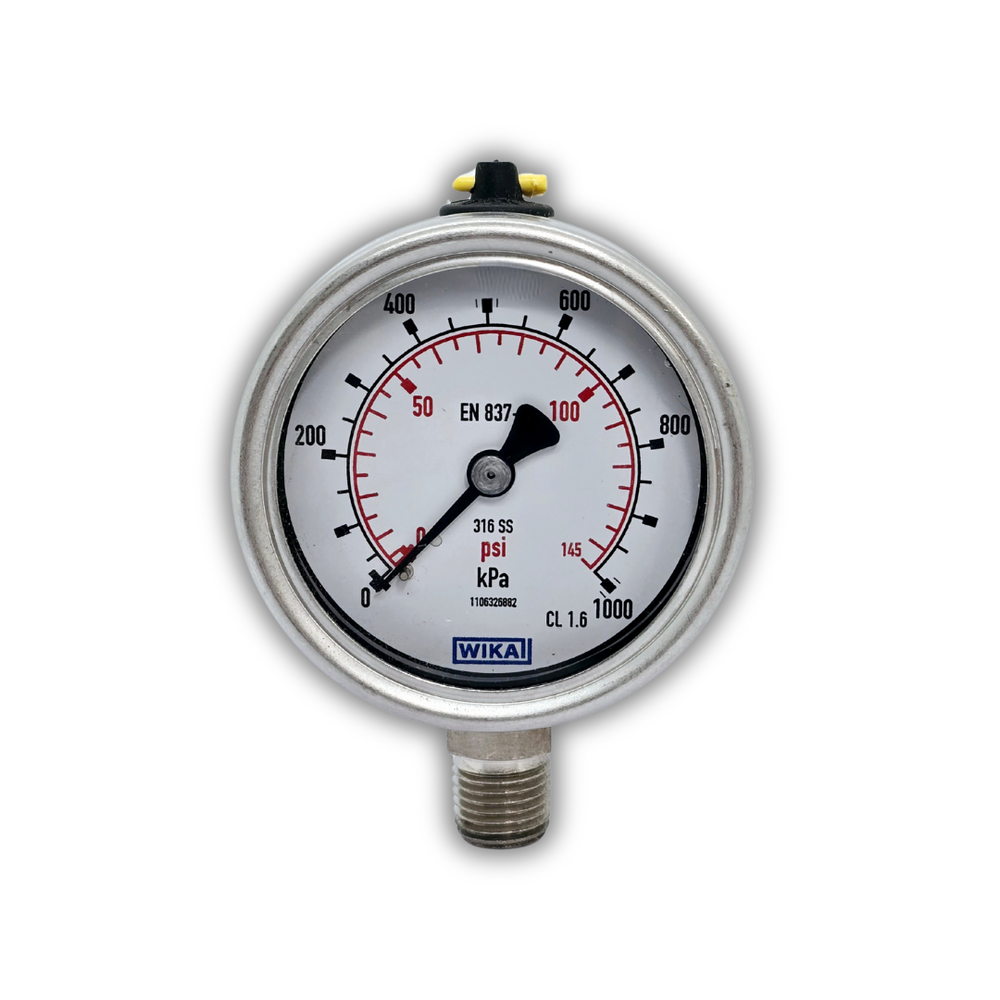 WIKA Bourden Tube Pressure Gauge - Stainless Steel - 63mm Dial - Bottom Entry