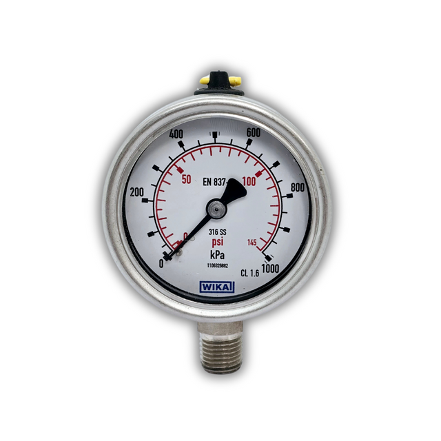 WIKA Bourden Tube Pressure Gauge - Stainless Steel - 63mm Dial - Bottom Entry