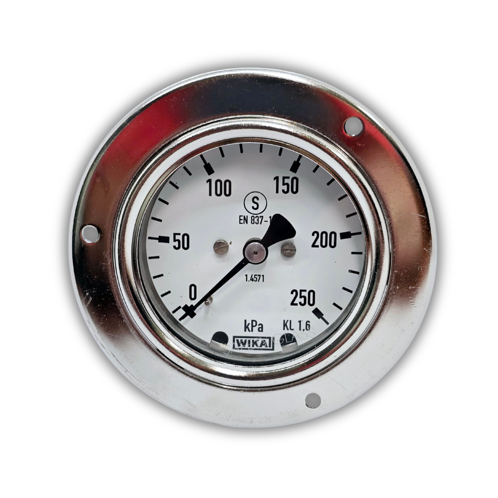 WIKA Bourden Tube Pressure Gauge - Stainless Steel - 63mm Dial  -  Rear Entry