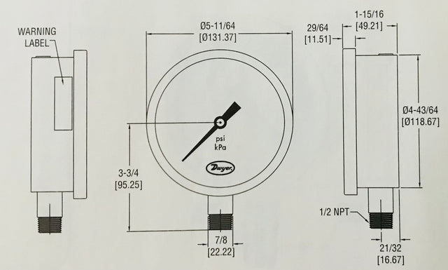 Dwyer 100mm All Stainless Steel Pressure Gauge