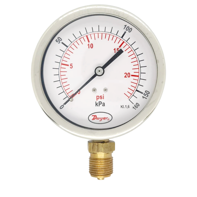 Dwyer 100mm Heavy Duty Brass Pressure Gauge