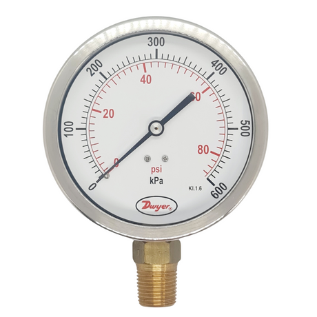 Dwyer 100mm Heavy Duty Brass Pressure Gauge