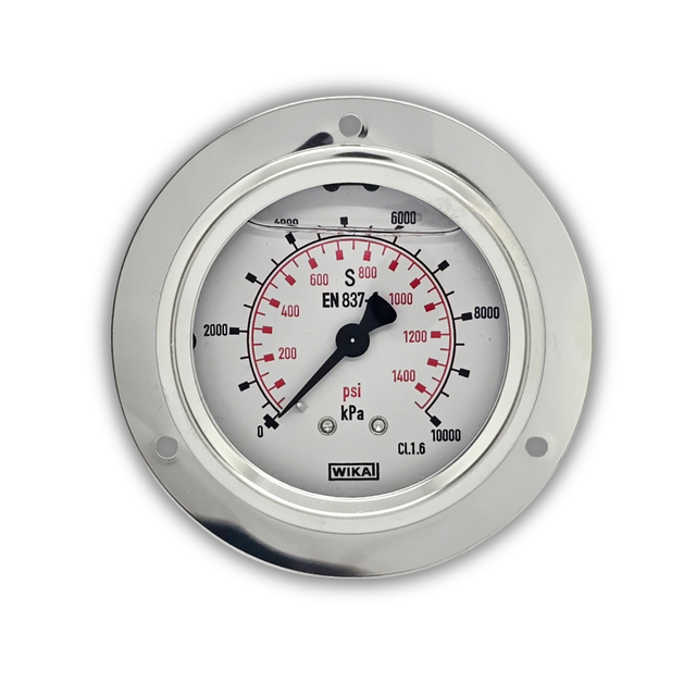 WIKA Bourden Tube Pressure Gauge - Stainless Steel - 63mm Dial  -  Rear Entry