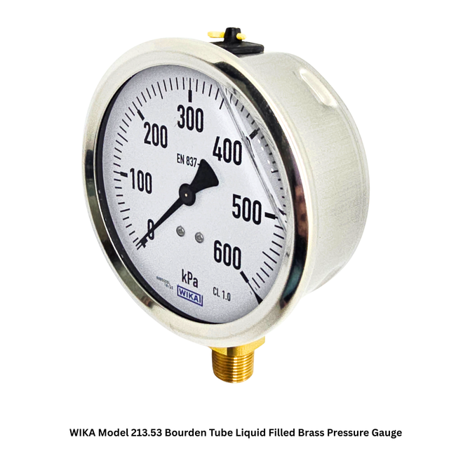 WIKA Model 213.53 Bourden Tube Brass Liquid Filled Pressure Gauge 100mm