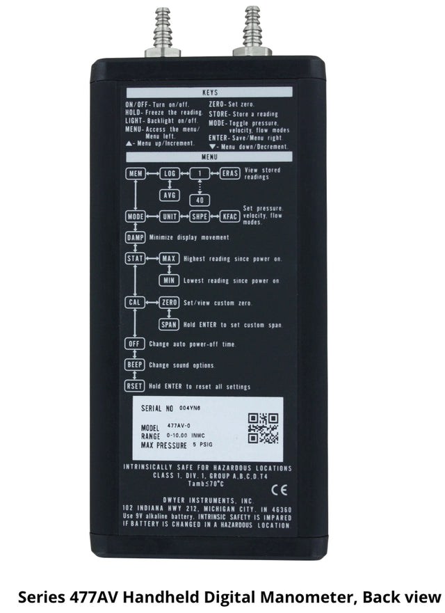 Dwyer Handheld Digital Manometer Series 477AV